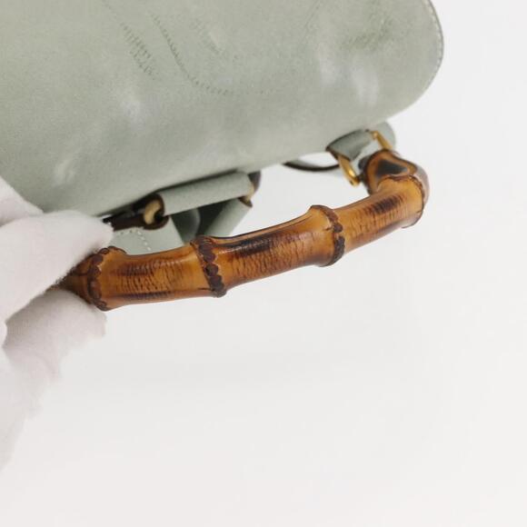 GUCCI Bamboo Backpack Suede Outlet Light Blue Gold 003 2058 9016 Auth 145652 - Picture 7 of 16